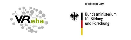 Logo des Forschungsprojektes VReha und des Bundesministeriums für Bildung und Forschung